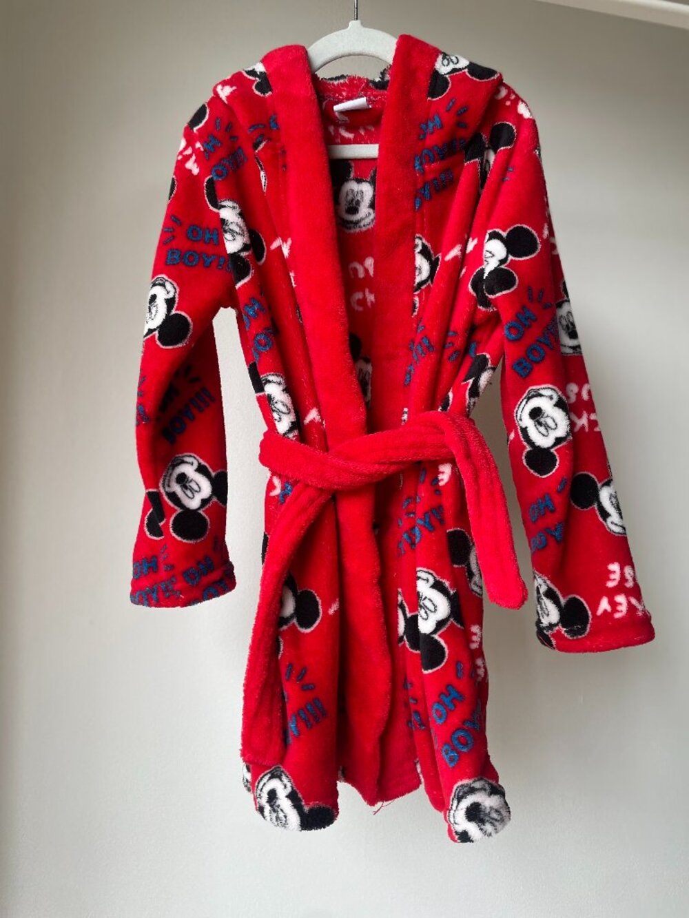 Disney Mickey Mouse Boys Red Plush Bathrobe Size 4/5
